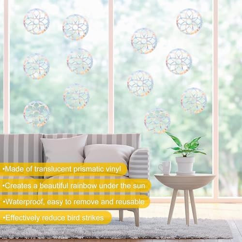 36 PCS Mandala Bird Window Strike Prevention Decals, Anti-Collision Window Stickers, Window Clings for Birds, Bird Decals to Prevent Birds from Hitting Windows, Glass Door Bird Safety Stickers ﻿
