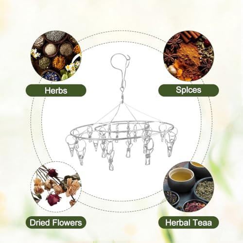 4Pcs Hanging Drying Rack for Herbs, Macrame Flower Drying Rack with 20 Stainless Herb Dryer Hooks Space Saving Flower for Fresh and Aromatic