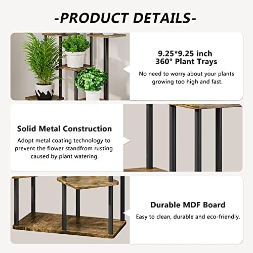 AZERPIAN 7 Tier Tall Plant Stand Indoor Corner Tiered Shelf Metal MDF Board