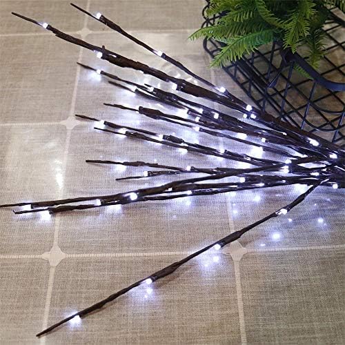 AMARS 2 Pack Lighted Branches Lights Battery Operated Twig Willow Decorative LED Branch for Vase Home Decoration 20leds (White)
