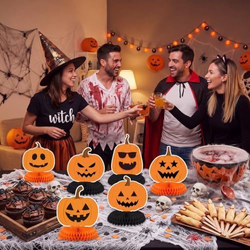 Funnymoom 10 Pcs Halloween Honeycomb Centerpieces Pumpkin Table Party Decor