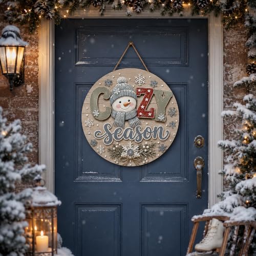 Winter Decorations - Cozy Season Door Sign for Front Door | Winter Decor
