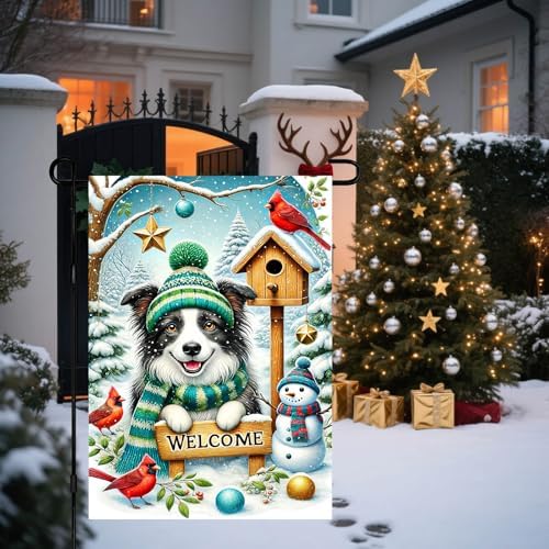BlissYard Garden Flag Shepherd Snowy Scene Winter 12x18 Inch Polyester