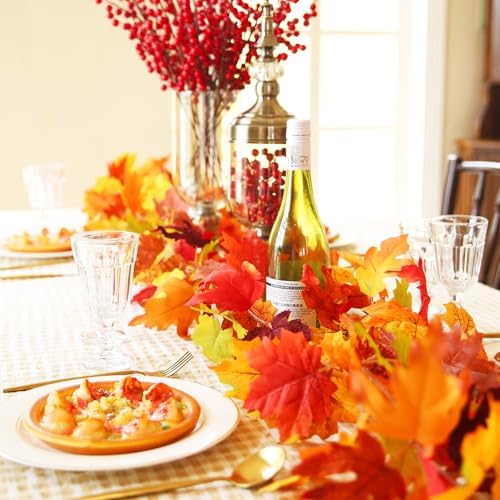 6 Pack Fall Garland with Colorful Autumn Leaves