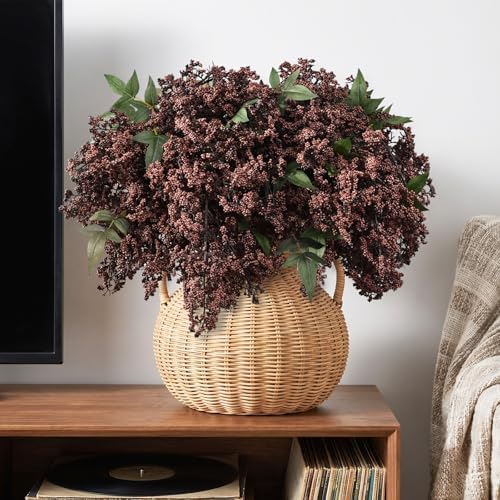 43In Faux Berry Stems, Artificial Nandina Branches Fall Decor, Dark Brown