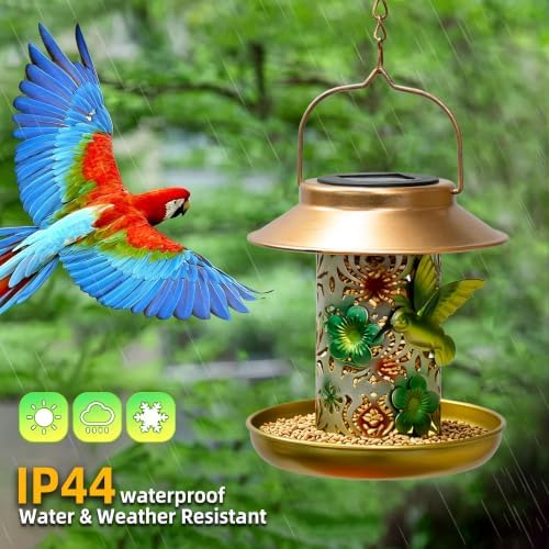 Solar Bird Feeders for Outdoors Hanging, Metal Light, Garden Decor