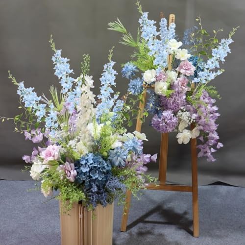 9 pcs Blue Delphinium Artificial Flowers, 34.25''Long Stem Silk Larkspur Fake Flowers Faux Delphinium Bulk for Home Wedding Garden Table Decor