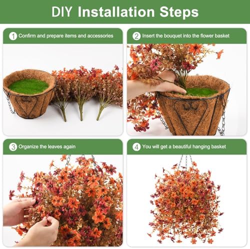 IINQCMY Artificial Flowers Fall Hanging Baskets Outdoors Fake Mums