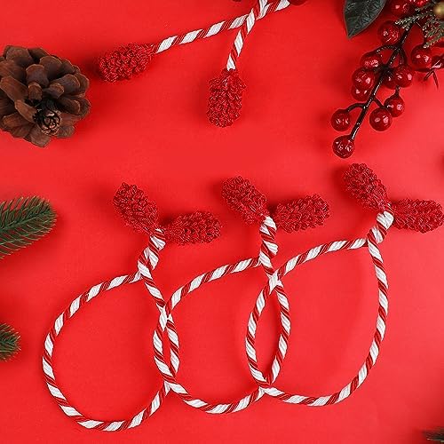 DIYASY Garland Ties for Staircase, 12 Pcs Red and White Decorative Banister Ties for Stairs Twist Ties Railing Wraps Reusable & Flexible Christmas Home Decorations