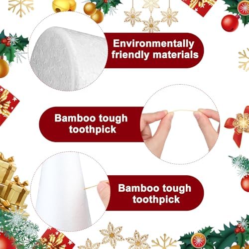 904 Pcs Christmas Large Foam Cones for Crafts Charcuterie Christmas Tree Sets with 4 Foam Xmas Tree Cones 900 Bamboo Toothpicks for Vegetables Fruit Snacks Holiday Party Dining Decoration