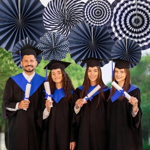 Navy Blue Party Deocrations Hanging Paper Round Fan Nautical for Boy Party