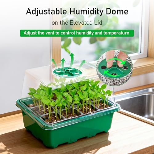 MIXC 10 Pack Seed Starter Tray, 120 Cell Stater Kit with Elevated Lid Green