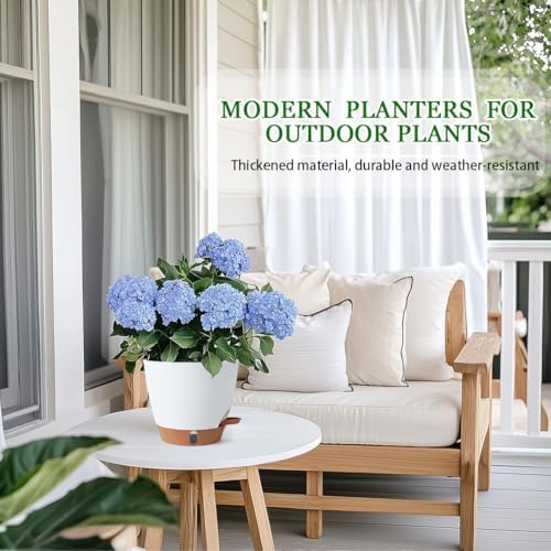 2 Pack 8 Inch Pots for Plants Indoor, Plastic Self Watering Planters