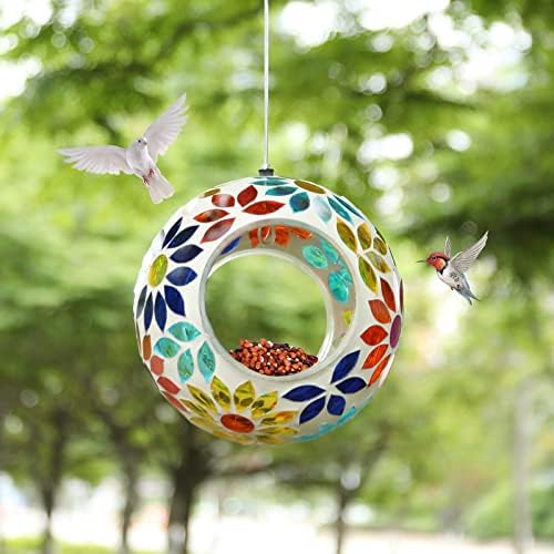 VCUTEKA Bird Feeders Fly Through Mosaic Hanging Birdfeeder for Garden Decor