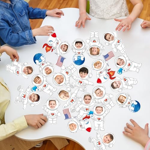 36 Outer Space Astronaut Cutouts with Photo Space for Bulletin Board Decor