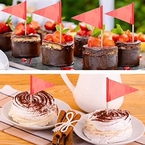 stidsds Solid Red Cupcake Toppers Flags Mini Small Plain Red Triangle Toothpick Stick Flag Blank DIY Color Decoration(100 pcs)