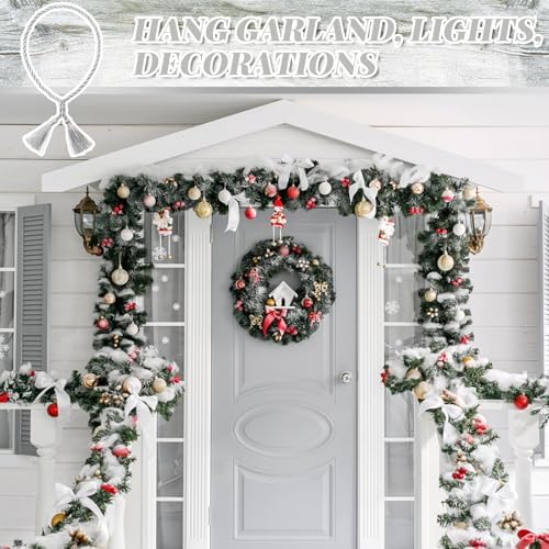 Dingion 20 Pcs Christmas Garland Decorative Banister Ties with Tassel 25.2 Inches Christmas Reusable Twist Ties for Garland Fireplace Staircase Banister Home Xmas Holiday Decorations(Silver)