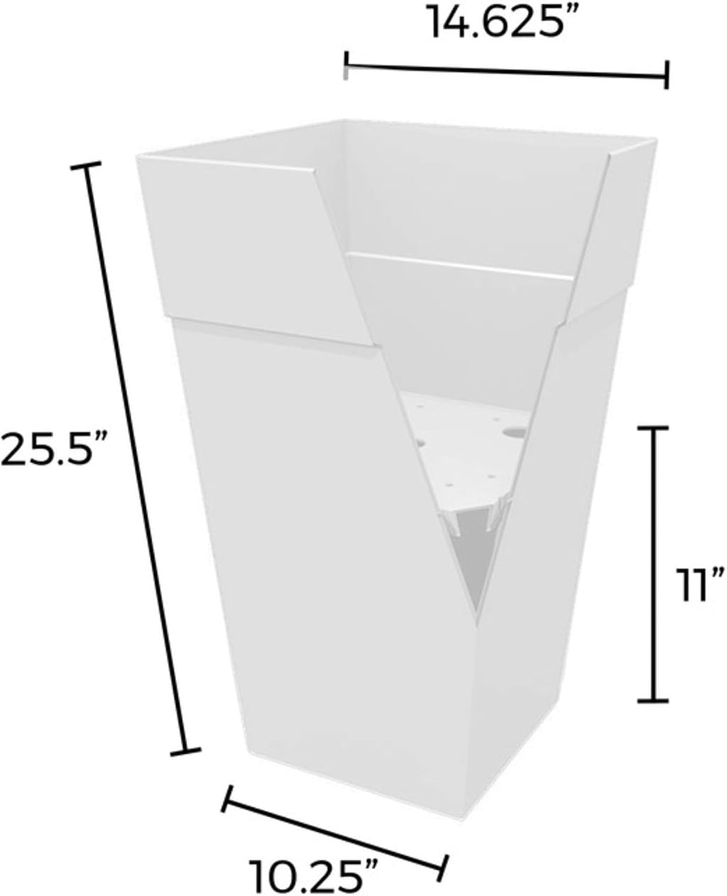Bloem Tall Finley Tapered Square Planter: 25" - Casper White - Matte Textured Finish, 100% Recycled Plastic Pot, for