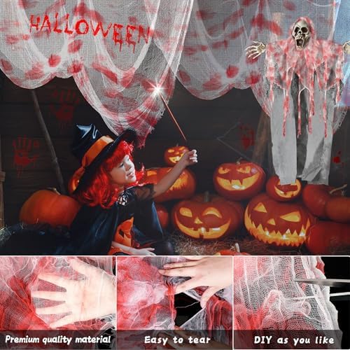 Xgunion Creepy Cloth 315x87 Inch Red Bloody Spooky Gauze
