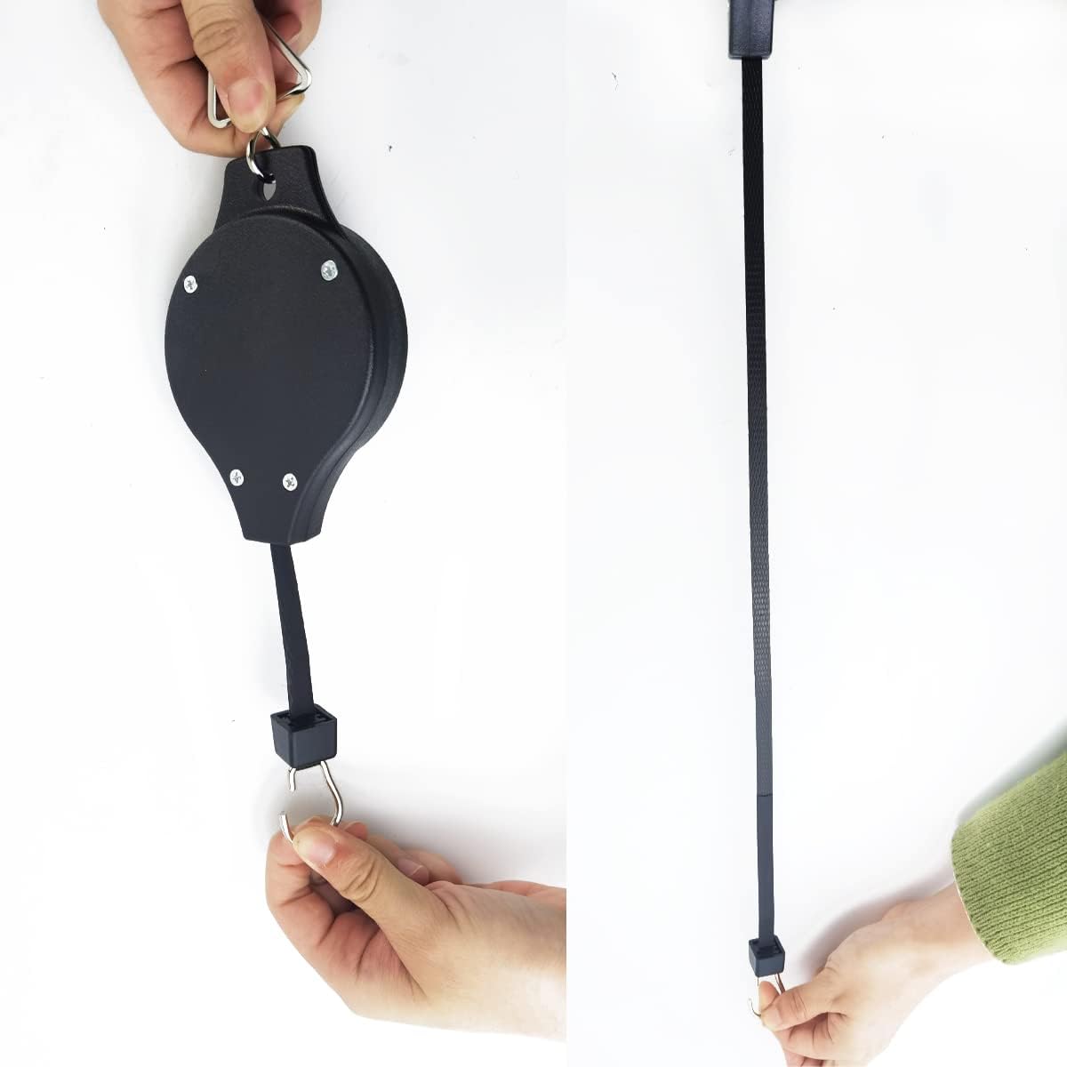 TIHOOD 6PCS Plant Pulley Hanger with 6 PCS Metal Ceiling Plant Hooks, Retractable Plant Hook Pulley, Adjustable Heavy