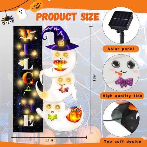 Halloween Lighted Garden Flag, Ghost Yard Decor, 12x18 In