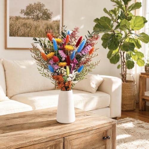 Umero Dried Flower Bouquet -17in Boho Vibrant Mixed Wildflowers for Vase