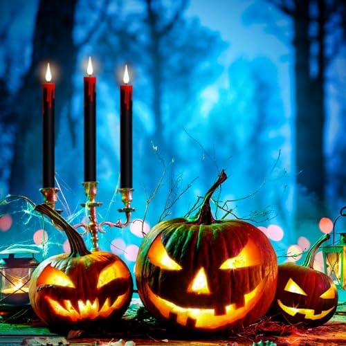 Eldnacele Black Flameless Taper Candles Battery Operated with Remote Timer