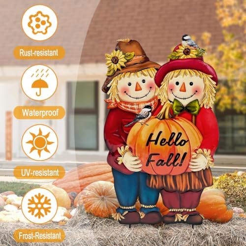 Fall Decorations Outdoor,Thanksgiving Scarecrow with Pumpkin Garden Decor