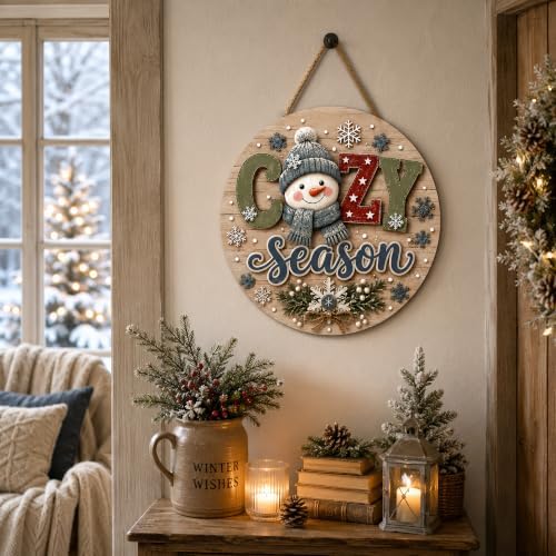 Winter Decorations - Cozy Season Door Sign for Front Door | Winter Decor