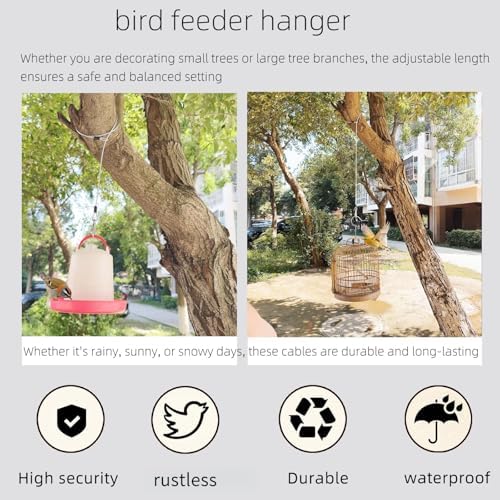 2 Pcs 80 Inch Premium Bird Feeder Hanger for Tree with Carabiner Clip，Flexible Stainless Steel Hanging Cables Chain Wire for Bird Feeders and Birdhouses，Baths, Planters，Baskets，Suet，Outdoor Camping