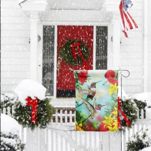 Hummingbird Garden Flags, Flower Garden Summer Yard Flags 12 X 18 Double Sided Polyester Welcome House Flag Banners For Decorative Garden Flags Summer