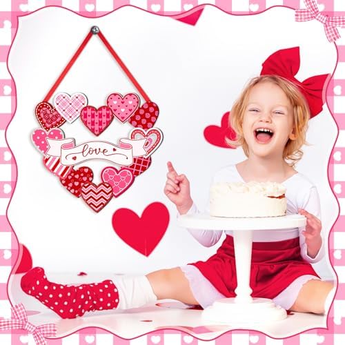 Britimes Welcome Door Sign, Wooden, for Front Door, Valentines Day Love
