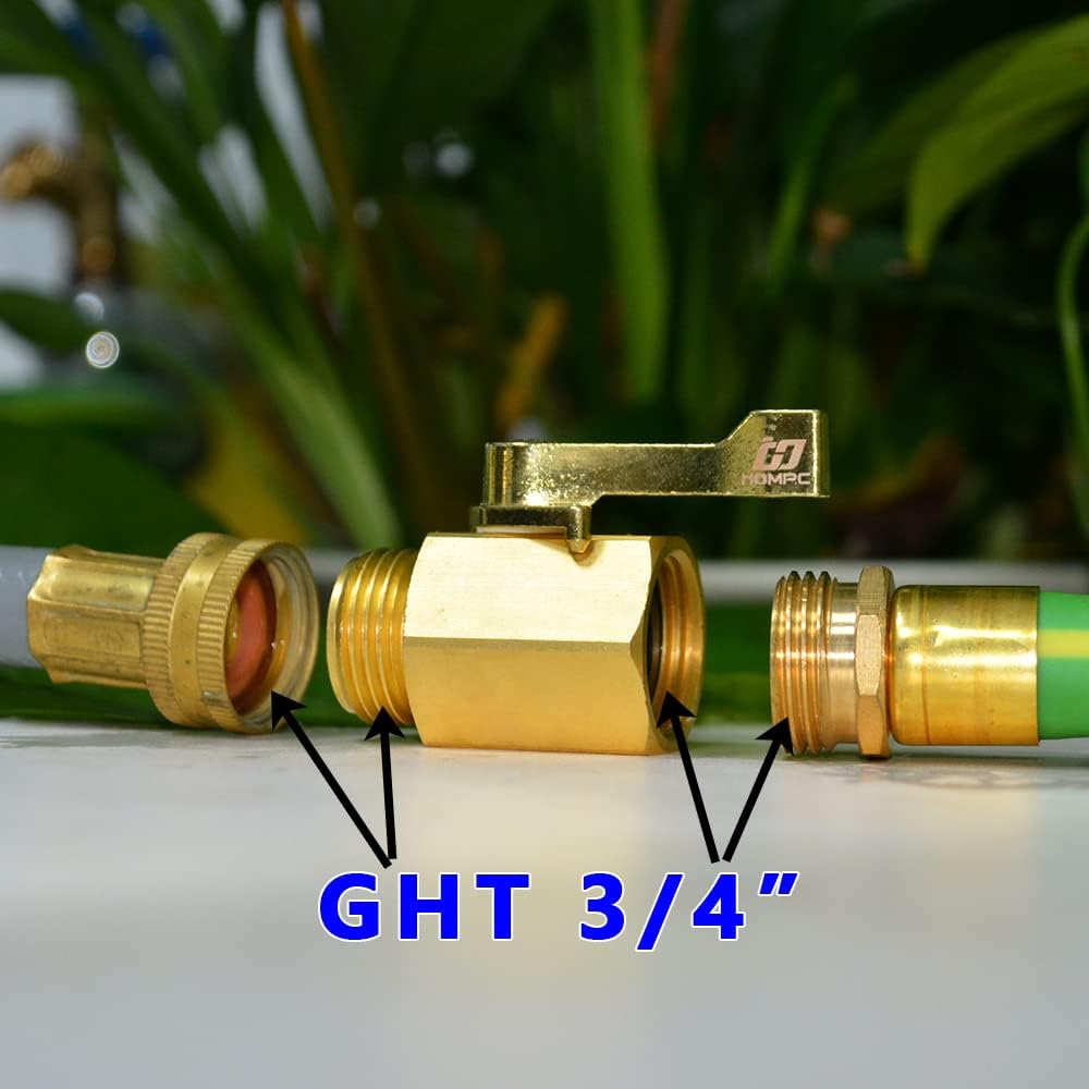 Super Heavy Duty 3/4" Brass Shut Off Valve Garden Hose Shut Off Valve Garden Hose Connector 2 PCS