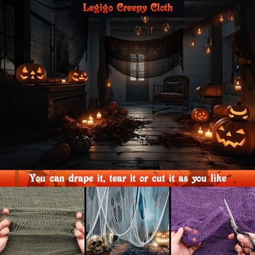 Legigo 12 Pack Halloween Creepy Cloths, Halloween Fabric Yard Decorations