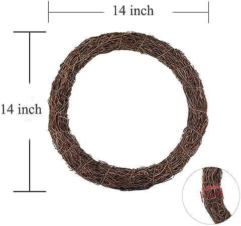 Natural Grapevine Wreath for Crafts - 14 Inch Round Rattan Twig Wreath Base - DIY Wreaths Making Supplies for Decor - 2 Pack