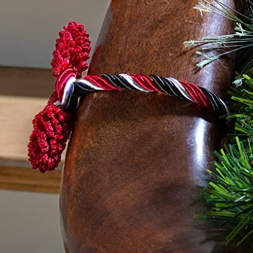 Haute Decor Decorative Twist Ties, 6 Pack, 16 inches (Black/Red/White) - Hang Garland, Lights, Decorations from Bannister or Railings for Christmas Holidays or Use Year-Round