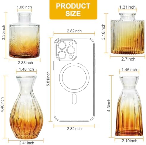 Glass Bud Vases Set of 4, Small Brown Flower Vases for Wedding Centerpieces