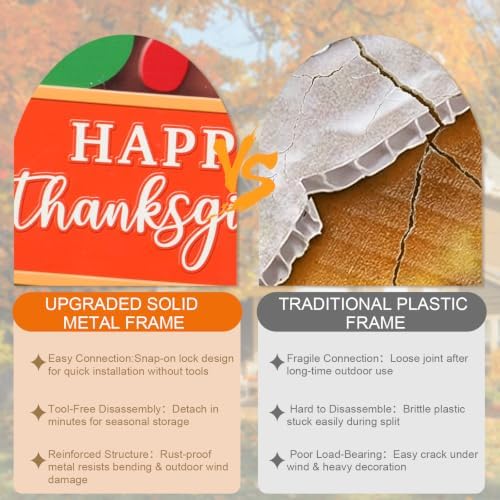 MUMTOP Thanksgiving Turkey Metal Garden Deocr Stake with LED Light Set of 2