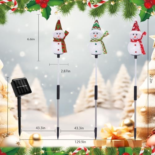 Solar Christmas Snowman Pathway Lights Outdoor Decoration, 6 Pack
