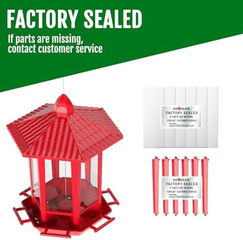 Birdream 2 Pack Bird Feeders for Outdoor Hanging, Retro Pagoda Design Fun Installation Bird Feeder, Attracting Wild Birds Chickadees Goldfinches Cardinals Finches and Sparrows - Red