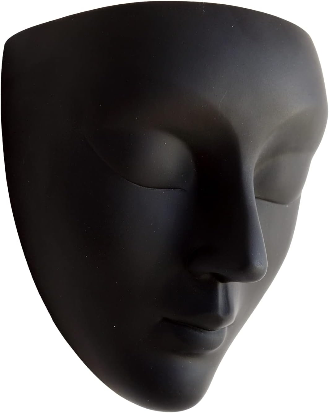 Face Planter, Wall-Mountable Vertical Planter with Drainage Hole, 6x5.25x3.5 inches, Concrete, Black, Modern Style