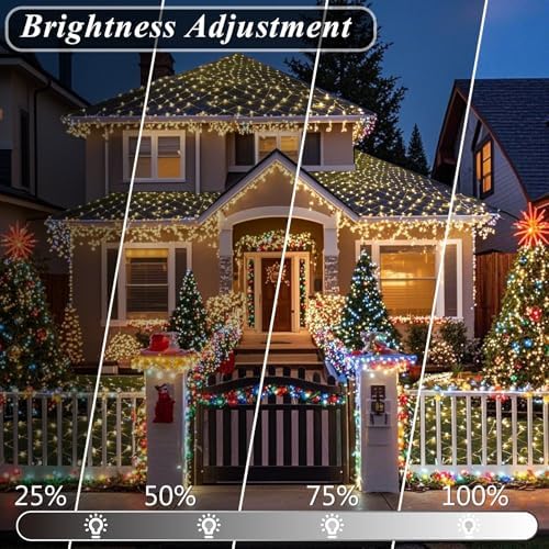 Pooqla RGB Christmas Net Lights Outdoor Mesh Lights 14.8x4.9 ft Clear Wire