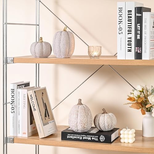 AOMOONOA Artificial Pumpkin Decor, Brown and White Decorative Pumpkins