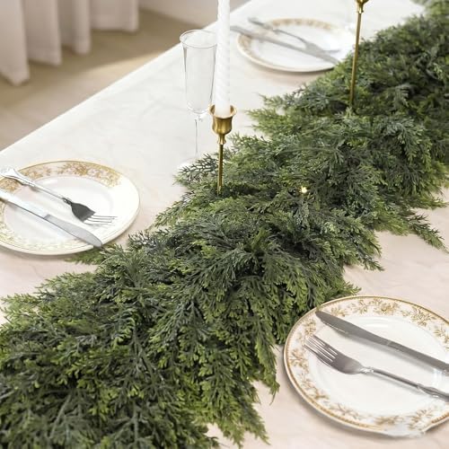 6Ft Christmas Cedar Garland, Realistic Artificial Pine Garlands