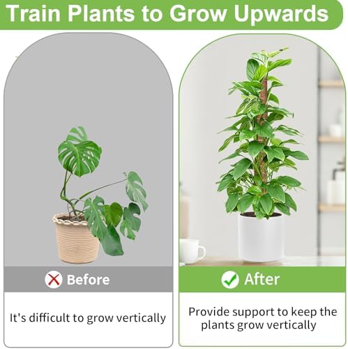 Moss Pole Monstera Plant Support, 4 Packs 16 Inch Plant Stakes for Monstera Moss Stick for House Plants,Moss Stakes for Climbing Plants Indoor, Coir Plant Pole Sticks Support Stakes