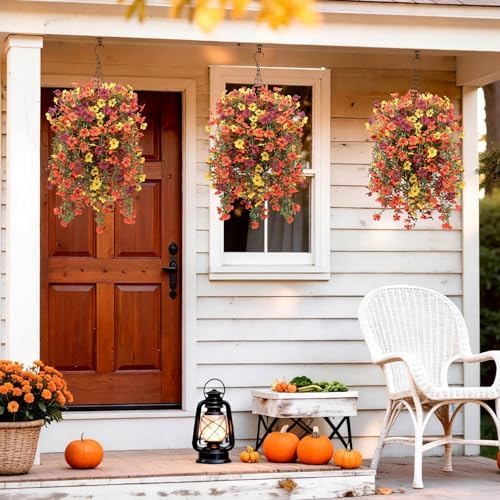 Hommyea Artificial Fake Fall Flowers Plants for Outdoors Mums Home Decor
