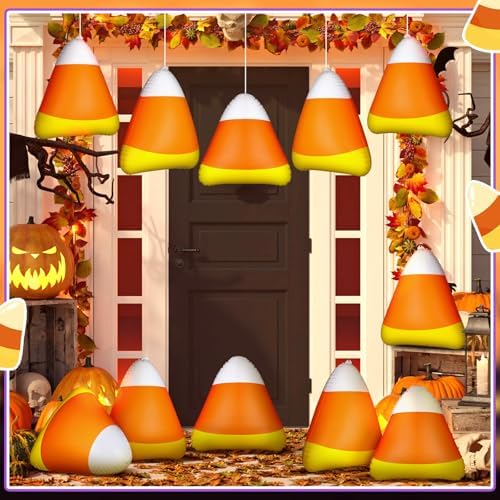 12 Pcs 13.78'' Inflatable Hanging Candy Corn Decorations