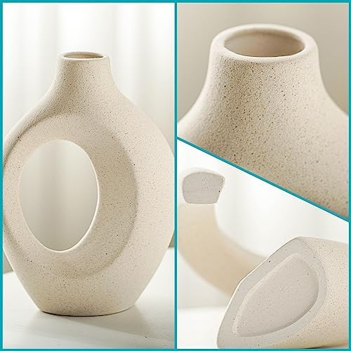 Lvases Snuggle Hollow Ceramic Vase Set of 2, Boho Tabletop Home Decor Vases