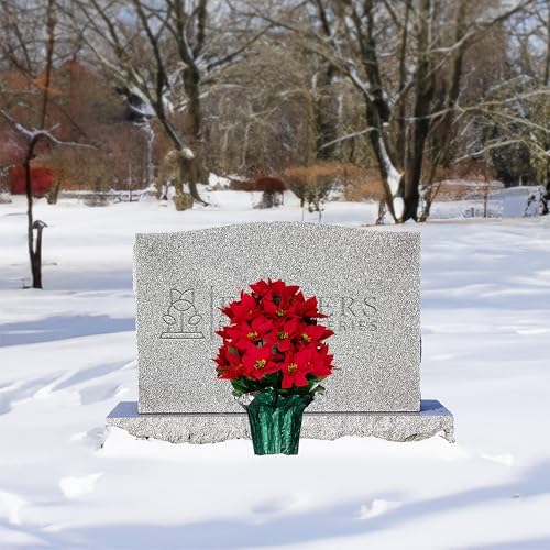 Sympathy Silks Rubys Silk Flowers - 20" Artificial Red Poinsettia Flower Bouquet – 5 lbs Weighted Pot – 20" Tall and 16" Wide – Perfect Size for Christmas Decor, Home, Office, or Memorial - 2 Pack