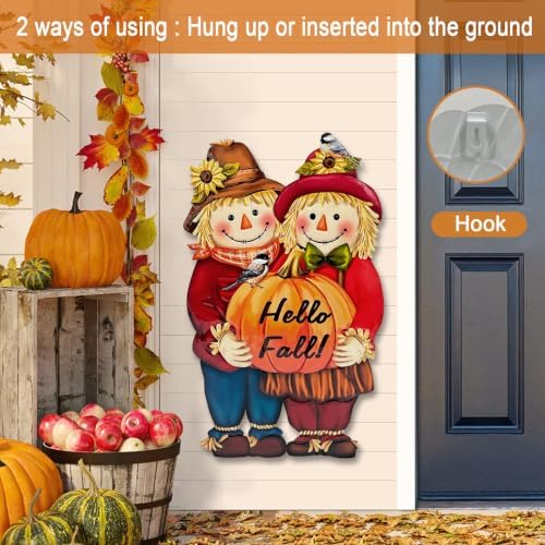 Fall Decorations Outdoor,Thanksgiving Scarecrow with Pumpkin Garden Decor